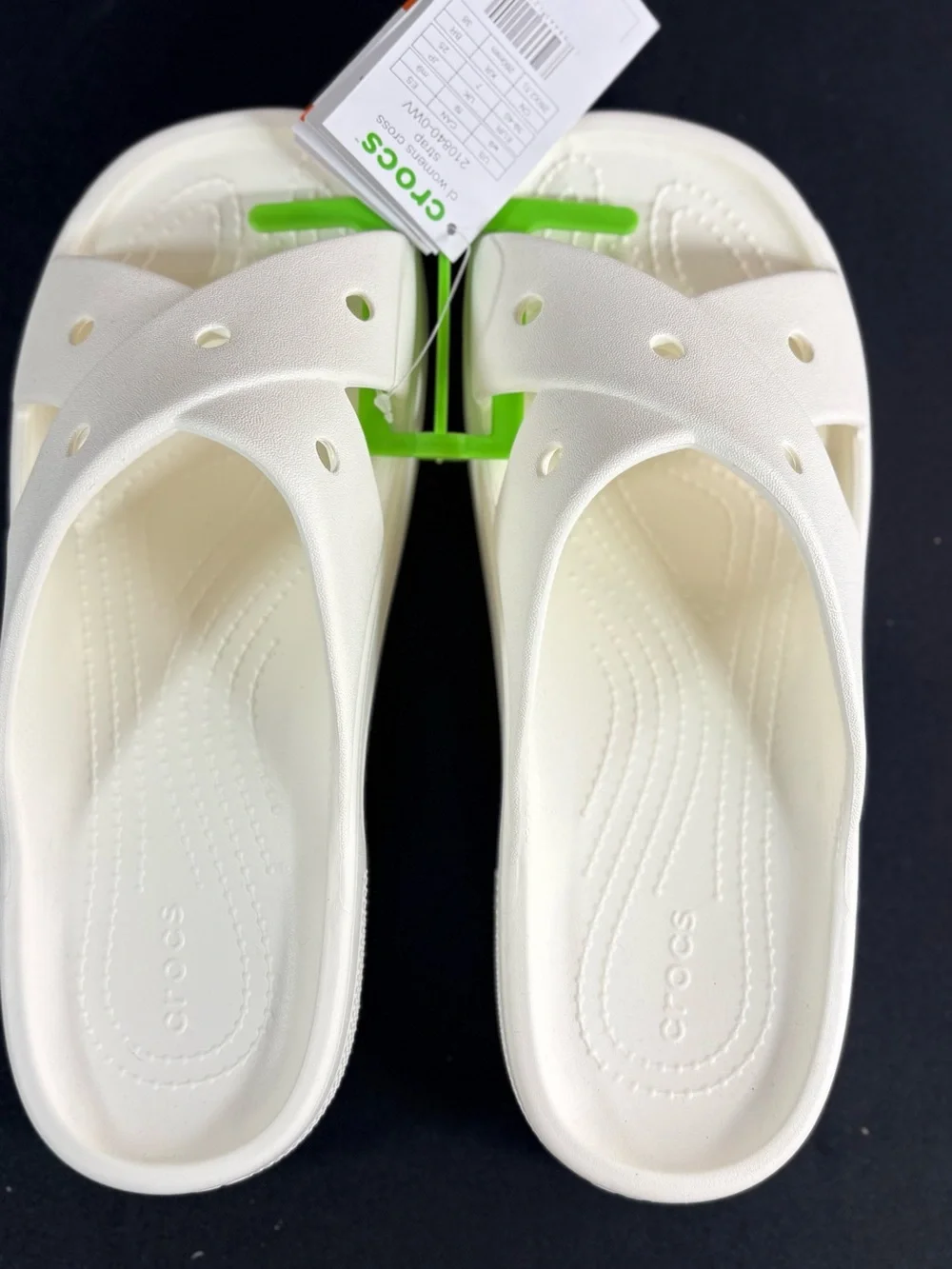 CROCS women White Crisscross Slide Sandals